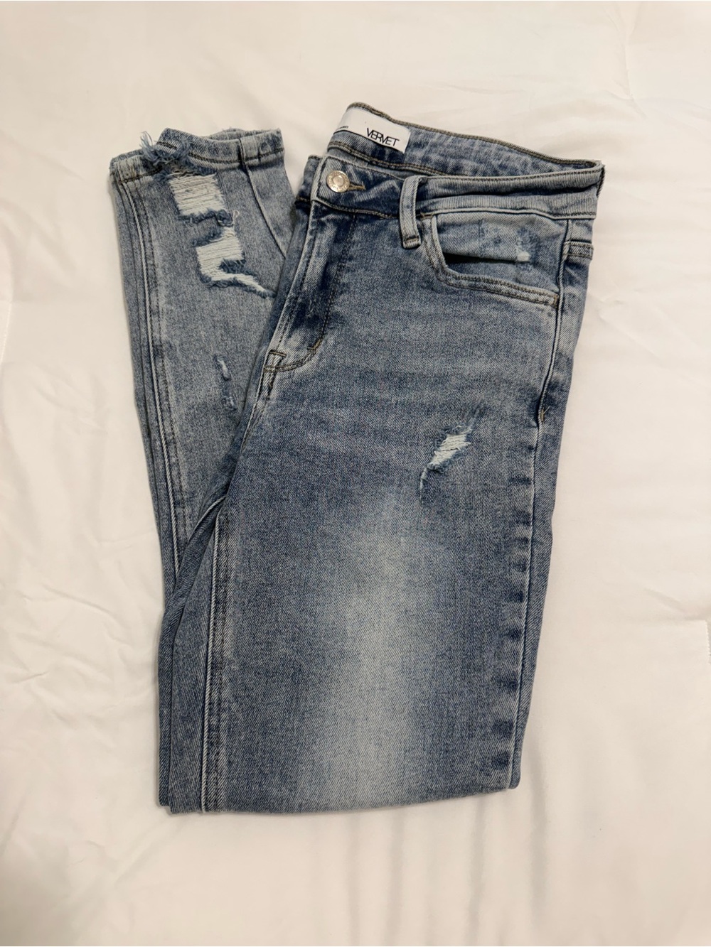 VERVET Light Blue Skinny Distressed Jeans